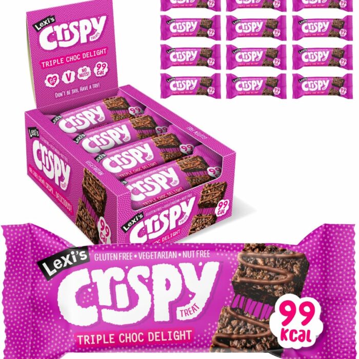 【Flash Sale】Lexi’s® 99 Calorie Chocolate Crispy Treat Bars | Less than 100 Calories! | Gluten Free, Low Fat, Healthy Diet Snacks | Vegetarian | Nut Free | Deliciously Chocolatey, Triple Chocolate x12