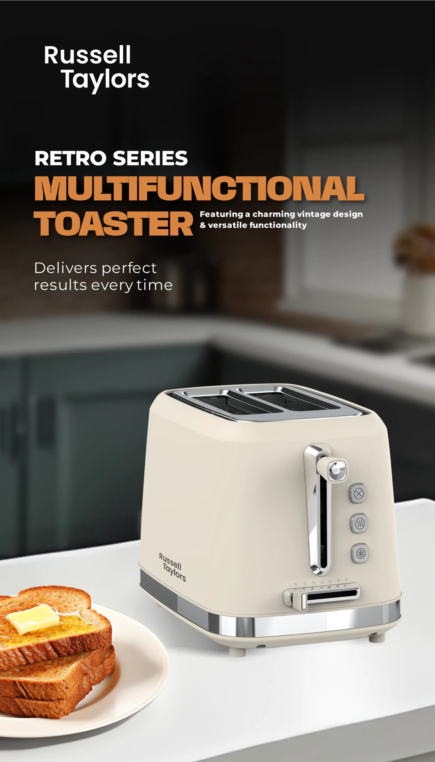 Russell Taylors Retro Toaster RT-10, ๐ณ ๐ฆ๐ต๐ฎ๐ฑ๐ฒ ๐ฆ๐ฒ๐๐๐ถ๐ป๐ด๐, 2 Years Warranty