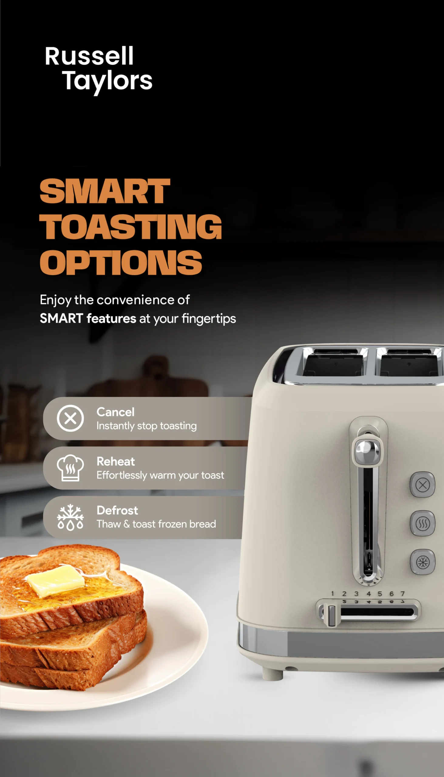 Russell Taylors Retro Toaster RT-10, ๐ณ ๐ฆ๐ต๐ฎ๐ฑ๐ฒ ๐ฆ๐ฒ๐๐๐ถ๐ป๐ด๐, 2 Years Warranty
