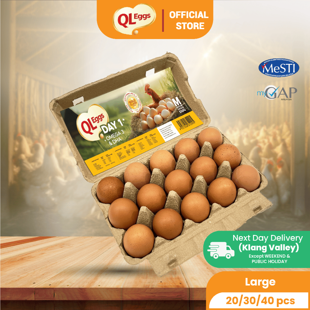 QL Day 1 Egg - Large (40pcs) Fresh Egg Farm Fresh Egg Telur Segar Welfare event, last day