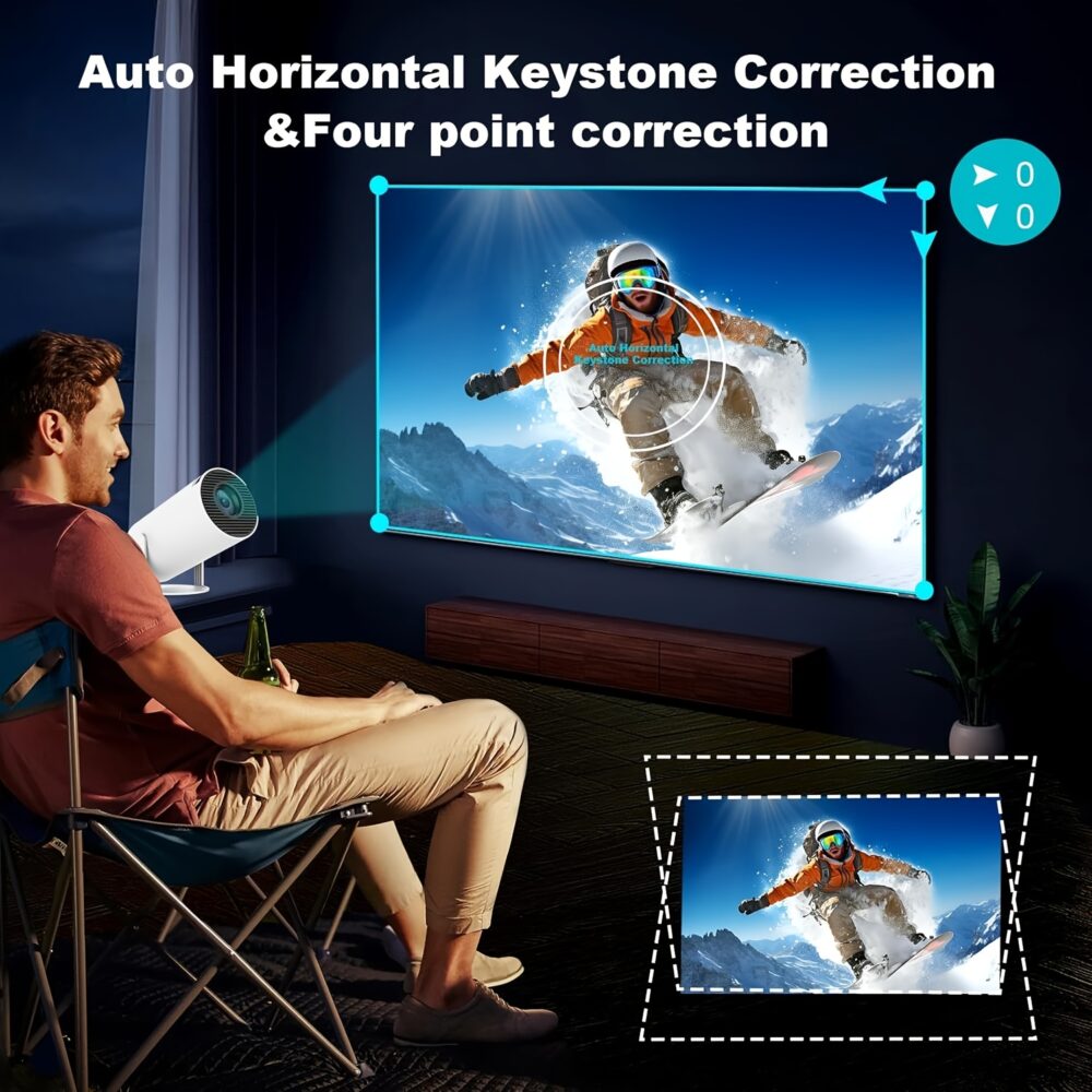 Smart HY300pro 4K Projector with Android 11 TV, WiFi 6 Wireless 5.0, Auto Vertical Correction, 180 Rotatable Short Throw, Portable Movie Projector for Home Theater, Gaming & Smartphone Compatibility - Image 8