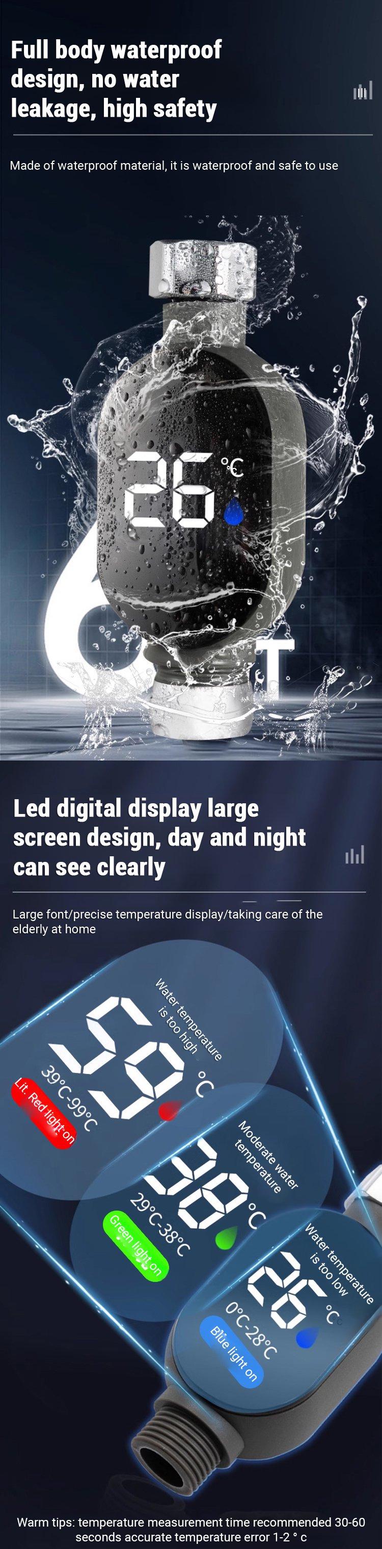 【0 electricity bill】Shower head LED temperature display Only the last 100 pcs left⚡