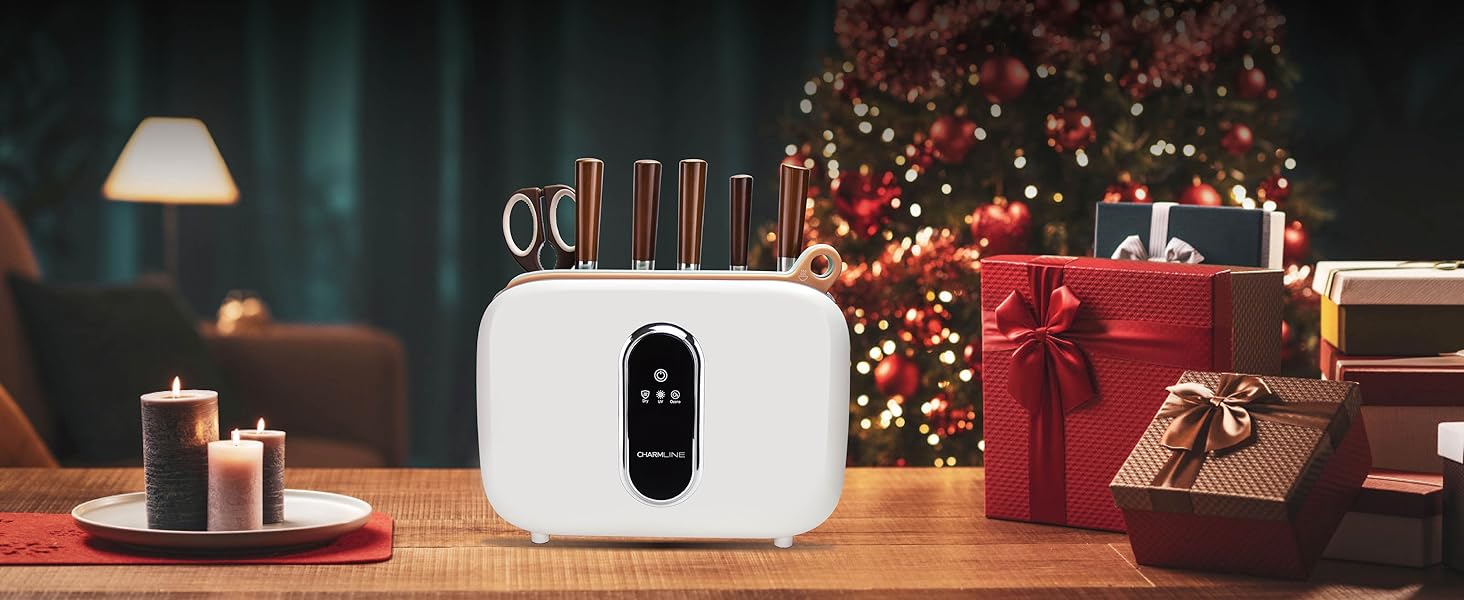 Charmline Smart Cutting Board and Knife Set with Holder. Double Cleaning and Drying Function. Space Saving Smart Home Gadgets. Keeping Kitchen Clean and Tidy